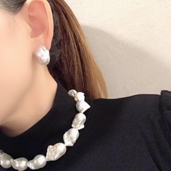 大粒 バロックパール ネックレス&ピアスまたはイヤリング セット