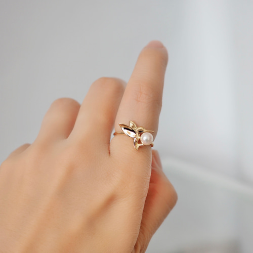 k18YG アコヤパール ハチドリ リング 指輪・リング Mitsu Pearl（旧