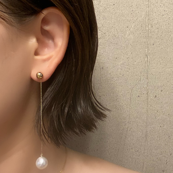 新品未使用品￼】KIRAT パール付きロングピアス