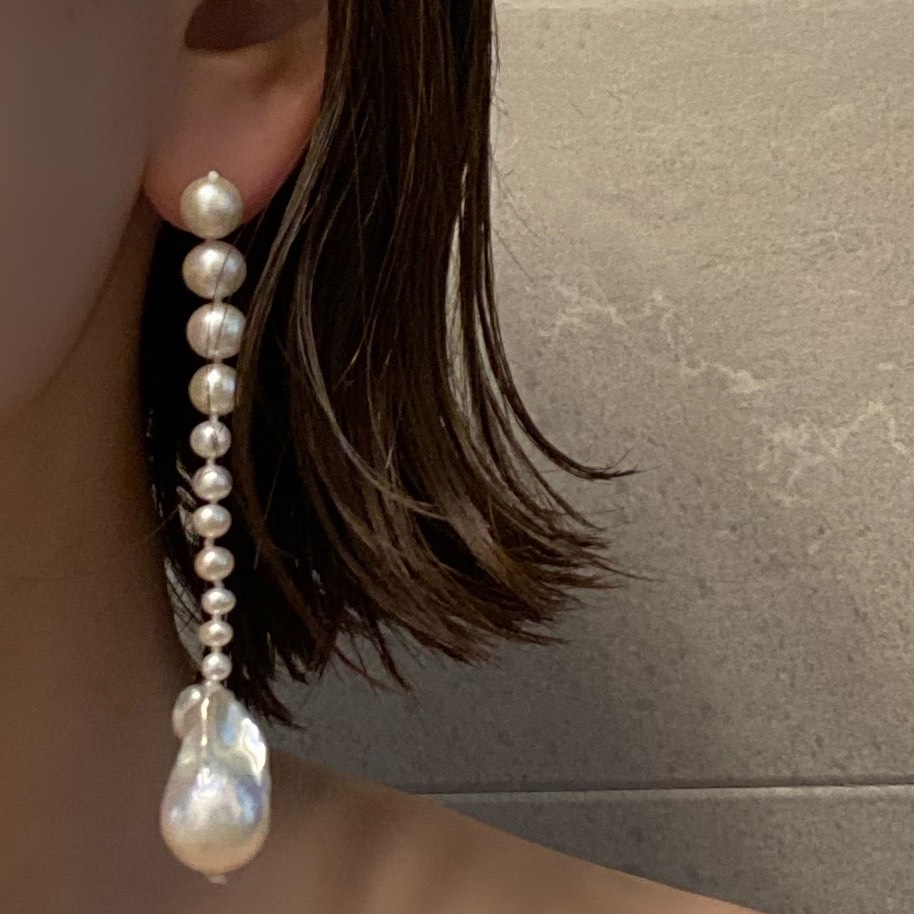 グラデーションパール　バロックパール　ロング　ピアス　イヤリング