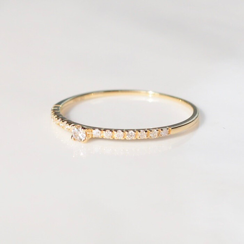 k18 ダイヤ 0.1ct ハーフ エタニティ リング サイズオーダー可能 指輪