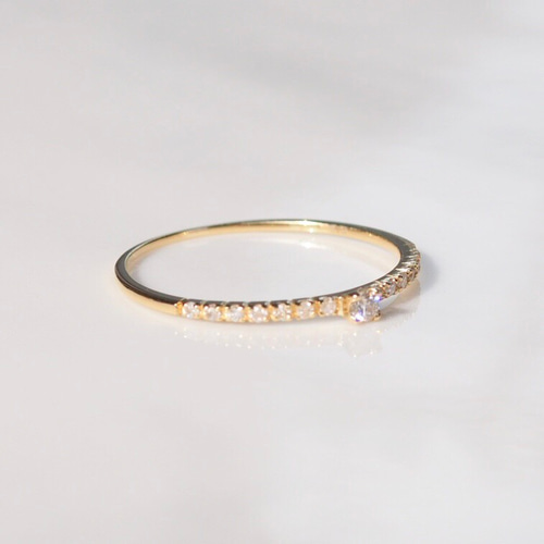 k18 ダイヤ 0.1ct ハーフ エタニティ リング サイズオーダー可能 指輪