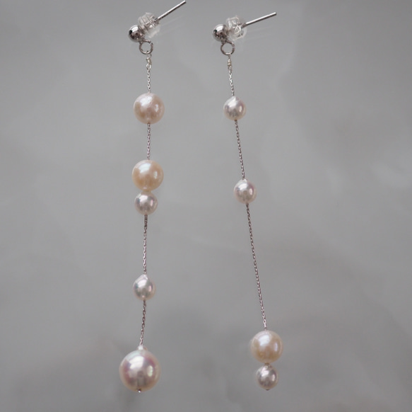 アコヤパール アシンメトリー ロング ピアス イヤリング ピアス