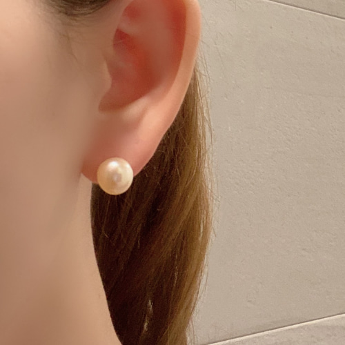 14kgf ナチュラルカラー バロックパール こぼれパール ピアス 