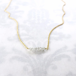 【14kgf・天然石】オフホワイトダイヤモンドのネックレス 3枚目の画像