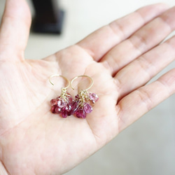 【14公斤·天然石】粉紅碧璽流蘇耳環·耳環多變 第5張的照片