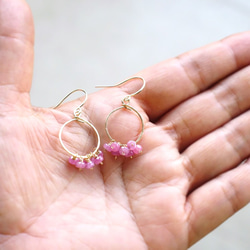 [14公斤/天然石]粉紅色藍寶石迷你圈形耳環·更換耳環 第4張的照片