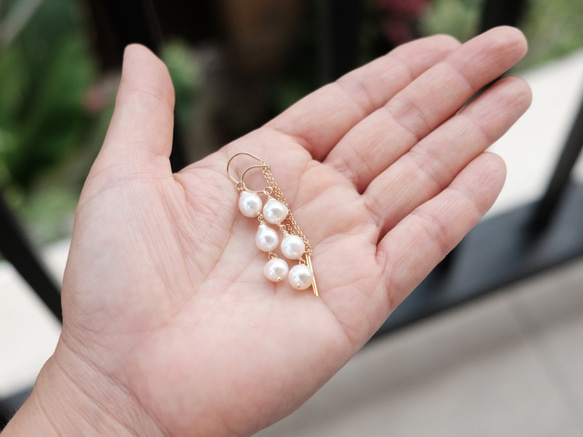 【14公斤/天然石材】美國akoya珍珠鉤耳環 第5張的照片