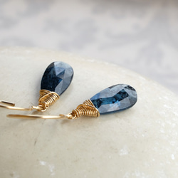 【14kgf·天然石材】深藍色Kaya Knight的一個穿孔耳環·耳環多變 第2張的照片