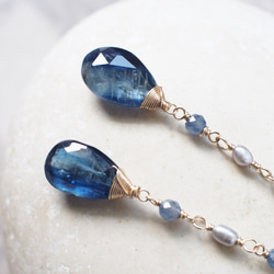 【特價】喜馬拉雅藍晶石和藍寶石長耳環耳環可換 第3張的照片