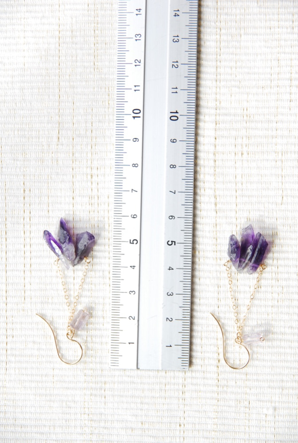 粗糙的岩石紫水晶耳環（14kgf） 第5張的照片
