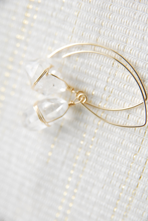 雙點水晶侯爵鉤形耳環（14千克力） 第4張的照片
