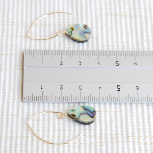 天然石ピアス アバロンシェル スクエア 14kgf pierced earrings
