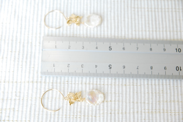 Keshi珍珠和花朵魅力耳環（14公斤） 第5張的照片
