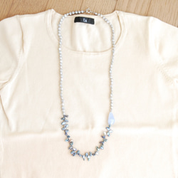 滾石和克什珍珠項鍊藍色蕾絲瑪瑙 第5張的照片