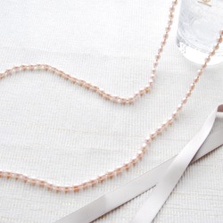 淺粉色米型珍珠長項鍊2waytype 第1張的照片