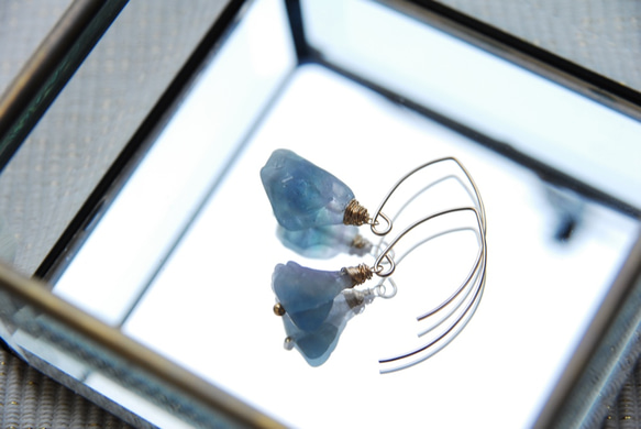 原石螢石侯爵鉤形耳環 1 號 14kgf 第2張的照片