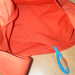 オレンジ色撥水加工生地のコンビニ弁当用エコバッグ 6枚目の画像