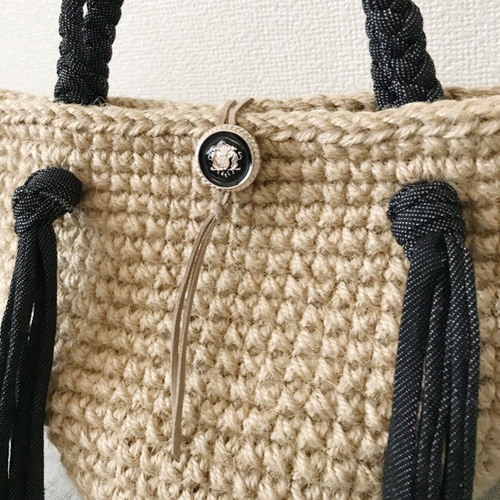 麻紐のマルシェバッグ ブラックデニム かごバッグ ☆mizuho☆ 通販 