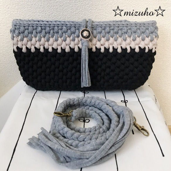 ズパゲッティショルダーバッグ グレー ショルダーバッグ ☆mizuho 