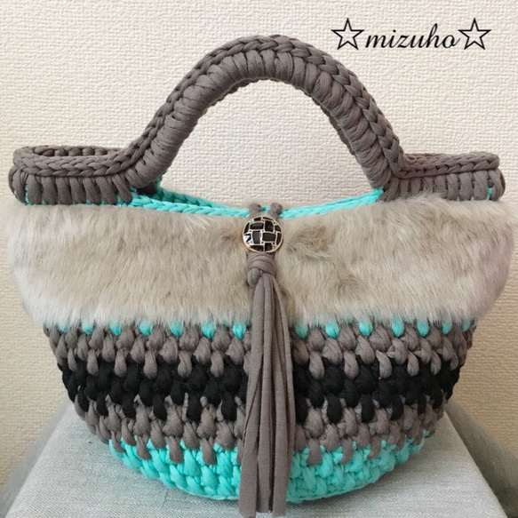 M　ファー×ズパゲッティ　トートバッグ M ファー×ズパゲッティ トートバッグ M ファー×ズパゲッティ トート