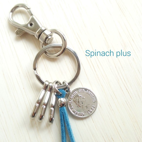 キーホルダー coin key ring★blue 1枚目の画像