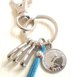 キーホルダー coin key ring★blue 2枚目の画像