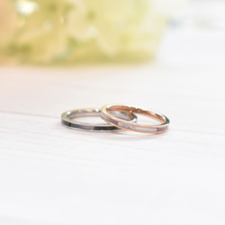 【1番人気★刻印可】オーロラ・レインボーカラーに輝くシェルリング   結婚指輪 肌に安心 アレルギーフリーなステンレス 3枚目の画像
