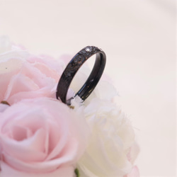 【新作・ブラックハワイアンペアリング】名入れ・刻印ができる ステンレスリング サージカル 結婚指輪 【2本ペア価格】　 6枚目の画像
