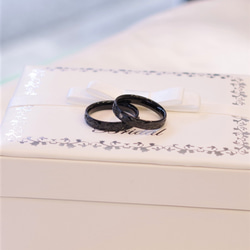 【新作・ブラックハワイアンペアリング】名入れ・刻印ができる ステンレスリング サージカル 結婚指輪 【2本ペア価格】　 8枚目の画像