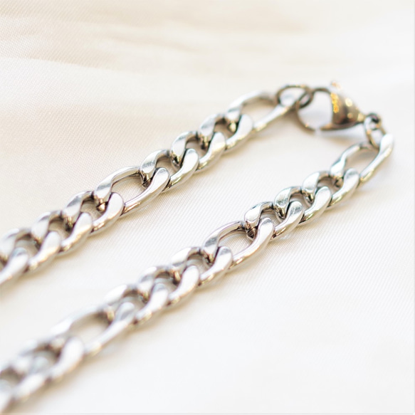 夏ブレス 金属アレルギー対応 汗や水に強いサージカルステンレス製  6㎜フィガロチェーンブレスレット メンズアクセ 6枚目の画像