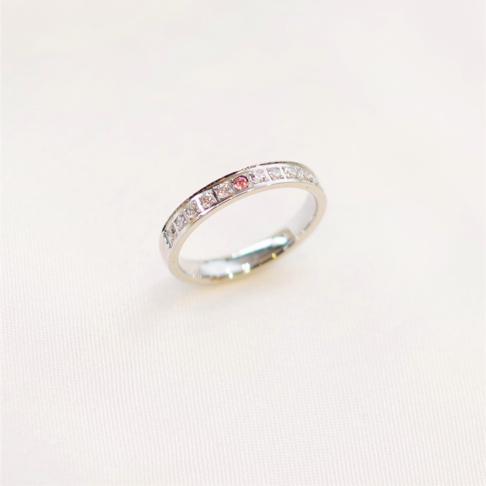 ☆ハーフエタニティ誕生石リング☆刻印無料 金属アレルギーの方に安心安全のサージカルステンレス 結婚指輪