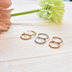 ※ピンク完売【15㎜最小サイズ】大人気ワンタッチフープピアス 金属アレルギーの方に＊安心・安全  サージカルステンレス 2枚目の画像