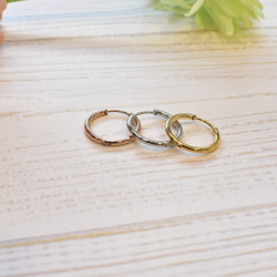 ※ピンク完売【15㎜最小サイズ】大人気ワンタッチフープピアス 金属アレルギーの方に＊安心・安全  サージカルステンレス 4枚目の画像