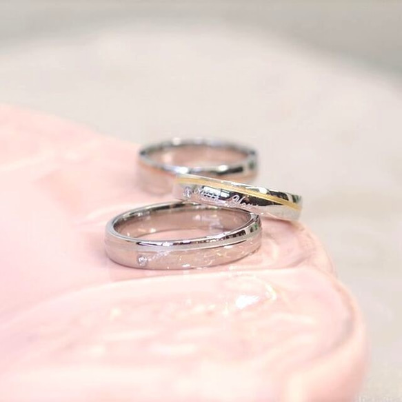 【単品】刻印・誕生石込み あなたとともに ３カラーからオーダー 安心安全のステンレスリング 婚約 結婚指輪 4枚目の画像