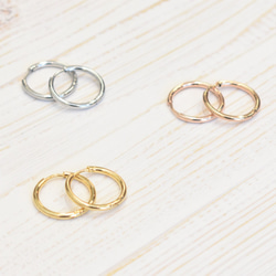 【ピアス500円セール】大人気ワンタッチフープピアス20㎜ 金属アレルギーの方に＊安心・安全 サージカルステンレス 2枚目の画像