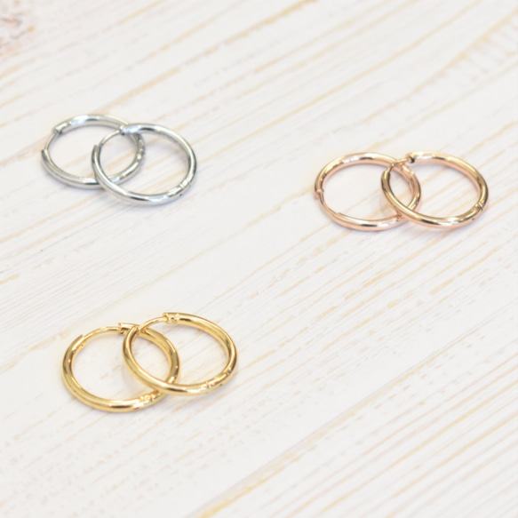 【ピアス500円セール】大人気ワンタッチフープピアス20㎜ 金属アレルギーの方に＊安心・安全 サージカルステンレス 2枚目の画像