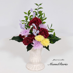 値下げ　ドライフラワーのフレームアレンジ　ラムズイヤーとケイトウ Amazon | ドライフラワープロテアネイティブスワッグ