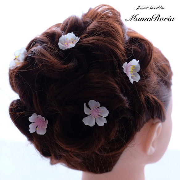 【ヘアアクセサリー　桜パーツ】（アーティフィシャルフラワー使用）髪飾り 成人式　卒業式　ウェディング　ピンク　桜 1枚目の画像