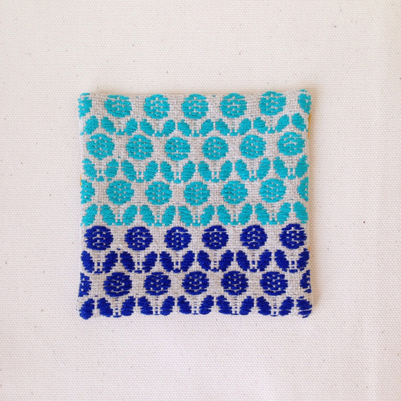 織り模様のお花コースター 1枚目の画像