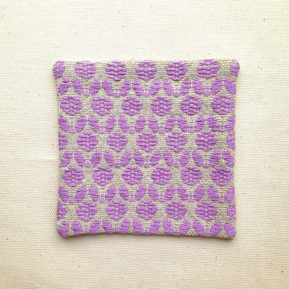 織り模様のお花コースター 1枚目の画像