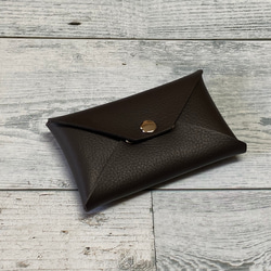 ✉レザー　カードケース✉【牛革　シュリンク　濃茶系】 1枚目の画像