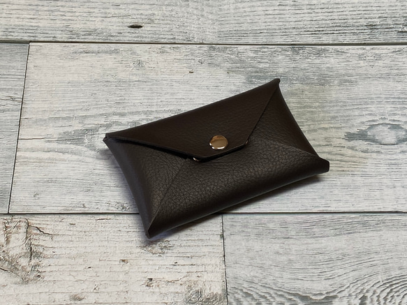 ✉レザー　カードケース✉【牛革　シュリンク　濃茶系】 1枚目の画像