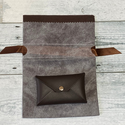 ✉レザー　カードケース✉【牛革　シュリンク　濃茶系】 6枚目の画像