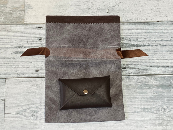 ✉レザー　カードケース✉【牛革　シュリンク　濃茶系】 6枚目の画像