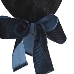 ラメMixデニム ベルベットリボンのトートバッグ・ブラック 2枚目の画像