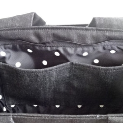 ラメMixデニム ベルベットリボンのトートバッグ・ブラック 6枚目の画像