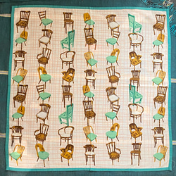 【NEW】 アンティーク椅子　ハンカチ　大判 　(ブルー)　 [ho21-0606] 2枚目の画像