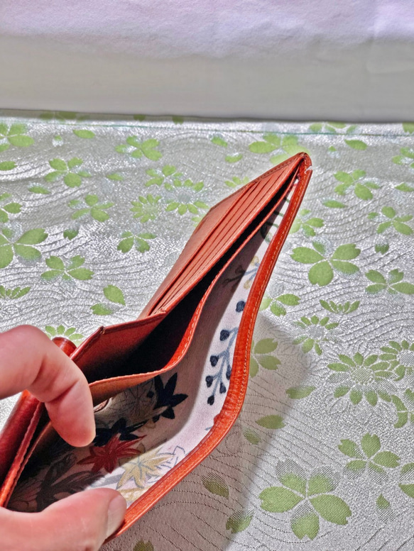 ミシン仕立て二つ折り財布「黄朽葉」 4枚目の画像