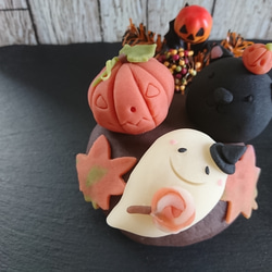 『ネオ和菓子』『秋ハンドメイド2023』ハロウィン和菓子ケーキの練り切りアート 　グルテンフリー　 身体に優しい和菓子 2枚目の画像